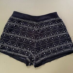 Forever 12 Black Sequined Beaded Shorts Size Small